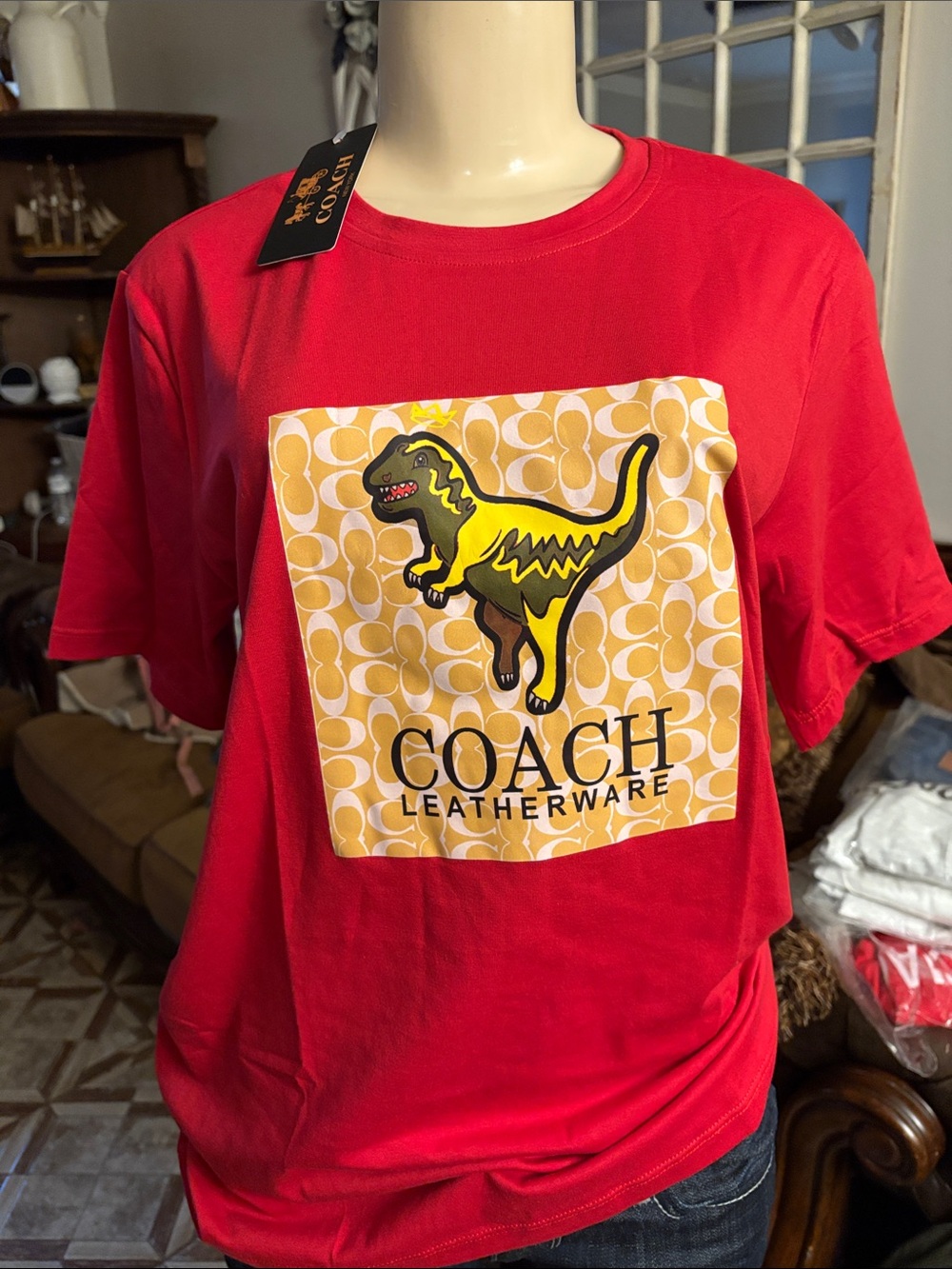 Coach Red T-Shirt with Yellow Logo Patch